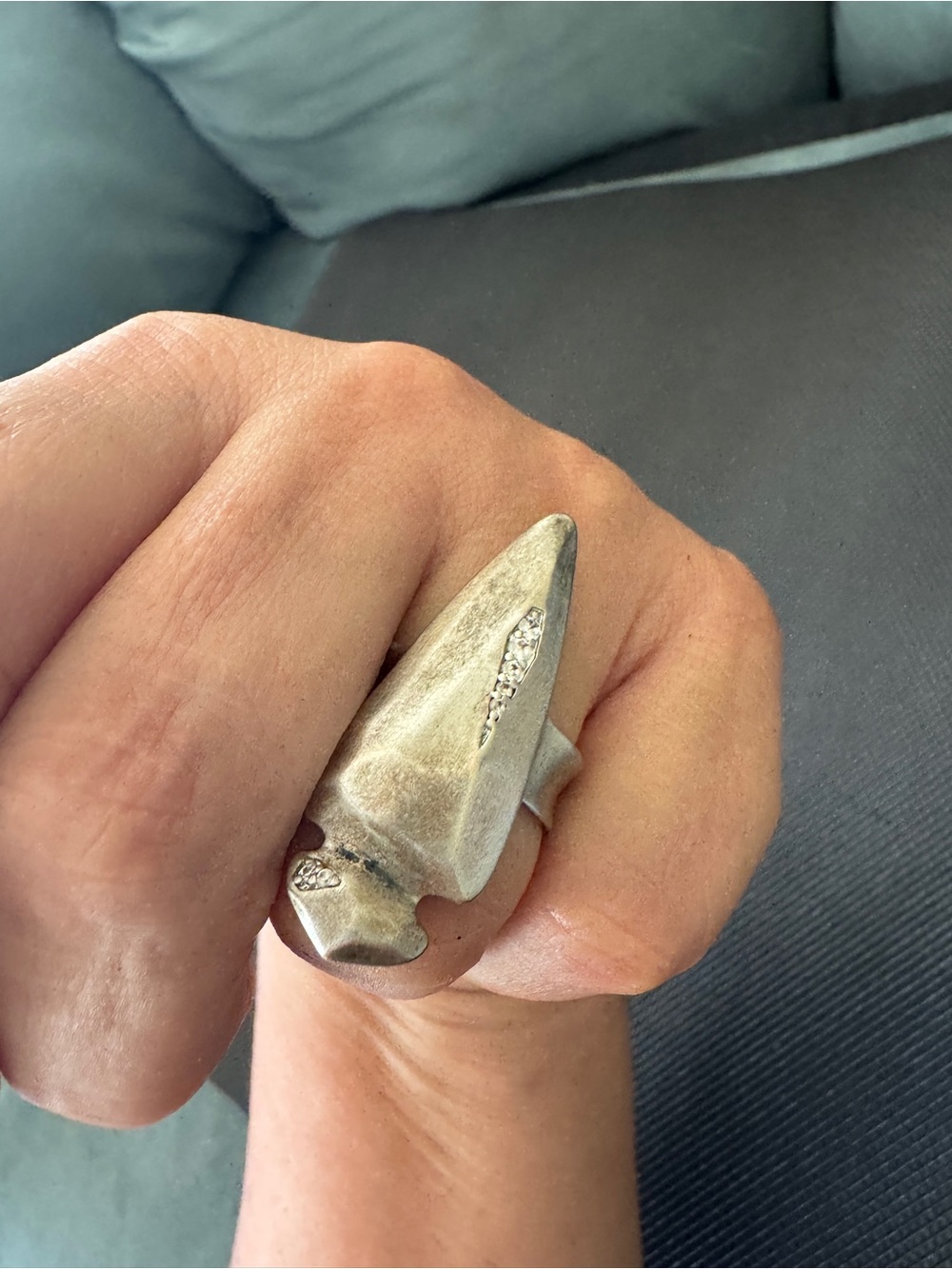 Vintage Kendra Scott Sterling Silver Statement Ring with Pavé Crystal accents